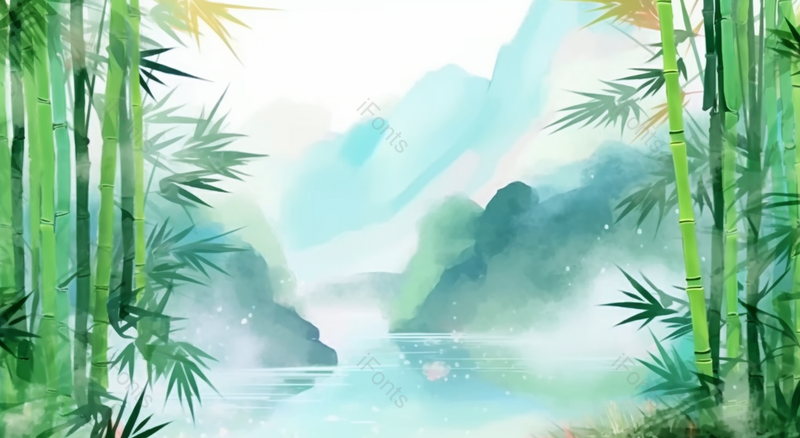 中国风绿色竹林插画山水画,插画/手绘图,插画/手绘图库,插画/手绘图下载,插画/手绘